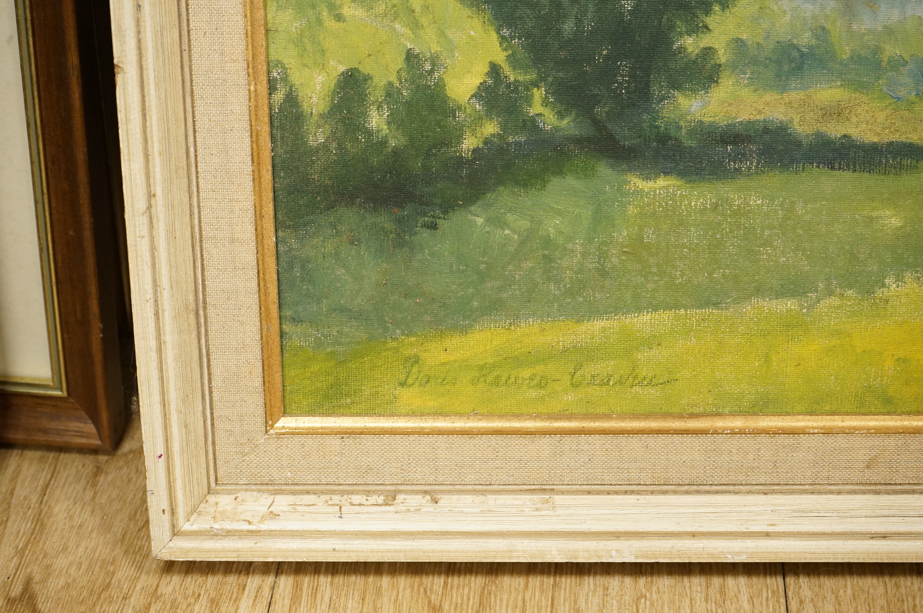 Doris Hawes-Craven, ‘Day is done’, signed, Gallery label verso, oil on board, 39 x 48cm